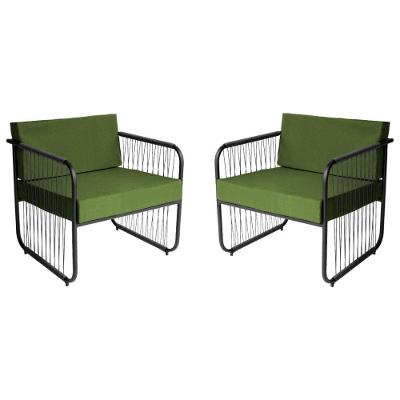 Conjunto 2 Poltronas área Externa Fibra Sintética Córdova Preto-verde