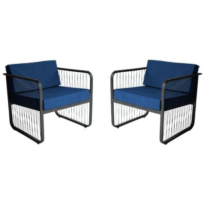 Conjunto 2 Poltronas área Externa Fibra Sintética Santiago Preto-azul
