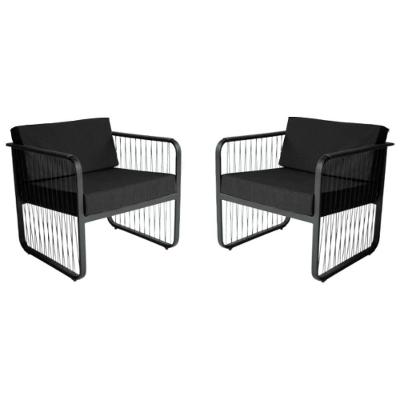 Conjunto 2 Poltronas área Externa Fibra Sintética Santiago Preto-preto