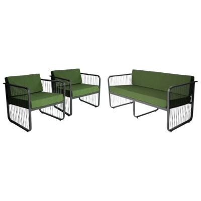 Conjunto 2 Poltronas E Namoradeira Fibra Sintética Santiago Preto-verde