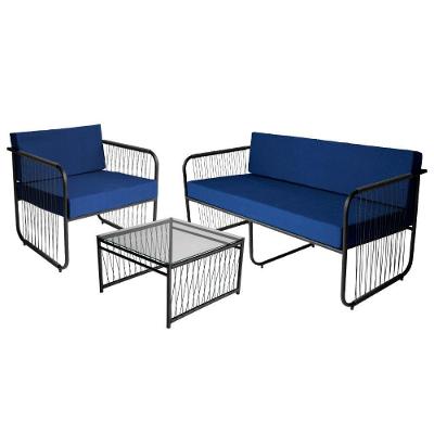 Conjunto 3 Peças Em Aço Carbono E Fibra Sintética Córdova Preto-azul