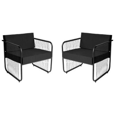 Conjunto 2 Poltronas área Externa Fibra Sintética Córdova Preto-preto