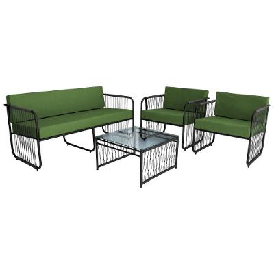 Conjunto 4 Peças Em Aço Carbono e Fibra Sintética Córdova Preto verde