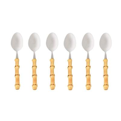 6 Colheres De Chá Bamboo Natural Em Aço Inox Kenya