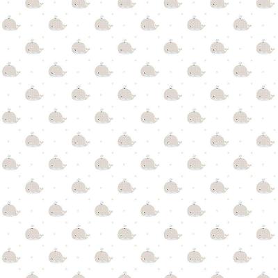 Papel De Parede Lullaby Baleia Bege 2233 - Rolo 10m X 0,53m