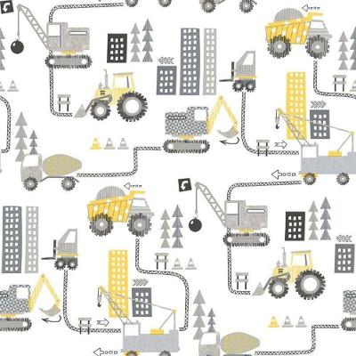 Papel De Parede De Construção - G78362 Amarelo E Cinza Tiny Tots 2 - G78362