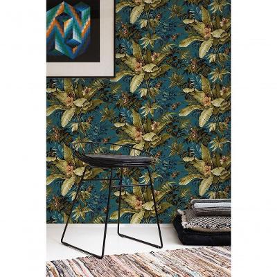 Papel De Parede Muse Folhagem Verde E Azul A55801
