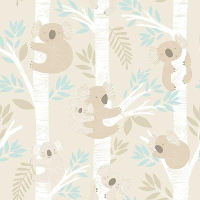 Papel De Parede Folhas De Coala - G78384 Bege Turquesa E Gliter Tiny Tots 2 - G78384