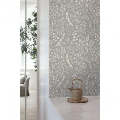 Papel De Parede Muse Floral Cinza E Branco A58703