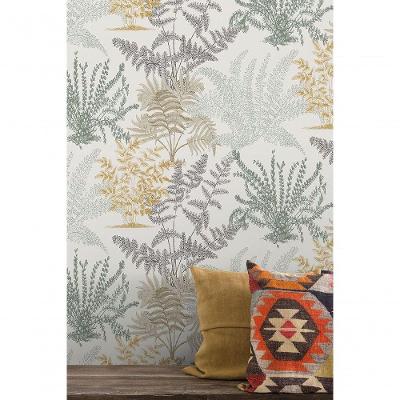 Papel De Parede Muse Folhagem Branco E Dourado A57101