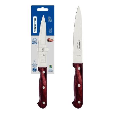 Faca Utility Tramontina Polywood Com Lâmina Em Aço Inox E Cabo De Madeira Tratada Vermelho 6 Tramontina