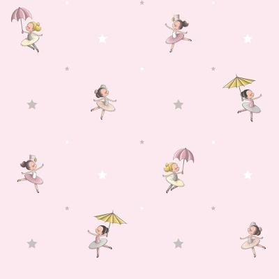Papel De Parede Treboli Rosa Bailarinas 5822 - Rolo 10m X 0,53m