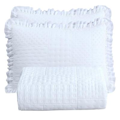 Kit Cobre Leito Colcha Casa Scarpa Maison Casal Padrão C/ Babado Percal 300 Fios 3 Peças - Branco