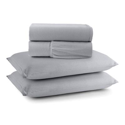 Jogo Cama Lençol Casa Scarpa Sonnet Casal Padrão Malha Lisa Algodão Macio 4 Peças - Cinza