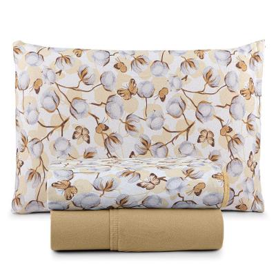 Jogo Cama Lençol Casa Scarpa Sonnet Solteiro Malha Estampada Algodão 3 Peças - Borboleta - Mostarda