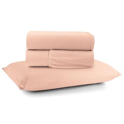 Jogo Cama Lençol Casa Scarpa Sonnet Solteiro Malha Lisa Algodão Macio 3 Peças - Salmão