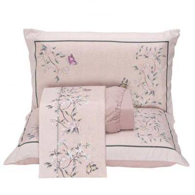 Jogo Cama Lençol Casa Scarpa Santorini Casal Padrão Estampa Florida Percal 300 Fios 4 Peças - Ramos Malva