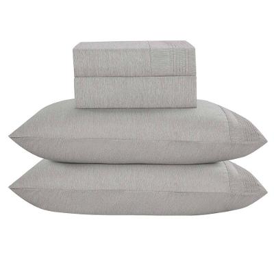 Jogo Cama Lençol Casa Scarpa Alba Casal Padrão Detalhes Plissados Percal 300 Fios 4 Peças - Cinza
