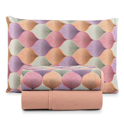 Jogo Cama Lençol Casa Scarpa Sonnet Solteiro Malha Estampada Algodão 3 Peças - Mosaico - Salmão