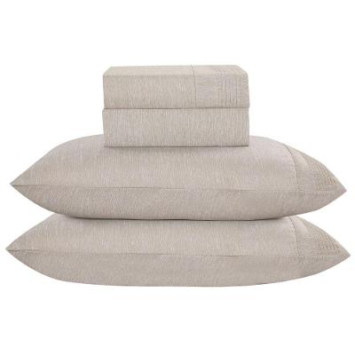 Jogo Cama Lençol Casa Scarpa Alba Casal Padrão Detalhes Plissados Percal 300 Fios 4 Peças - Bege