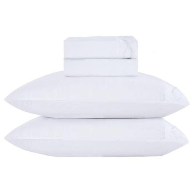 Jogo Cama Lençol Casa Scarpa Merit King Bordado Coroa De Louros Percal 300 Fios 4 Peças - Branco