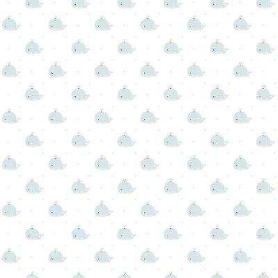 Papel De Parede Lullaby Baleia Verde Claro 2232 - Rolo 10m X 0,53m