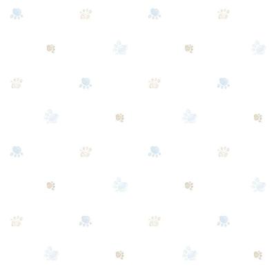 Papel De Parede Lullaby Pegadas Azul 2281 - Rolo 10m X 0,53m