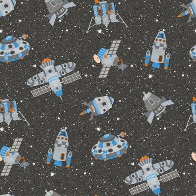 Papel De Parede Nave Espacial G78410 Preto Colorido E Gliter Tiny Tots 2 - G78410