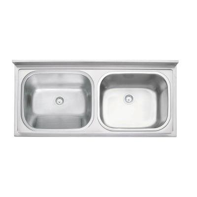 Tanque Duplo De Apoio Tramontina Hera Duo Plus 2c 34 + 37 L Em Aço Inox Acetinado 120x55 Cm Com 2 Válvulas