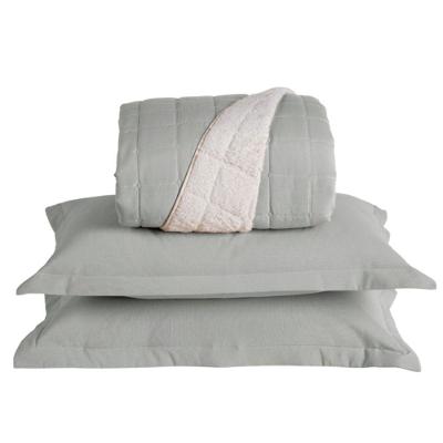 Kit Cobre Leito Colcha Capri Casal Dupla Face 3 Peças Cinza 100% Poliéster