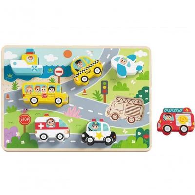 Brinquedo Didatico Tabuleiro De Encaixa Transportes Th634