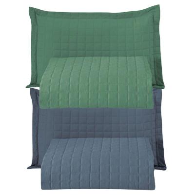 Combo 2 Kit Cobre Leito Colcha Monaco Solteiro Dupla Face Verde Azul 100% Poliéster