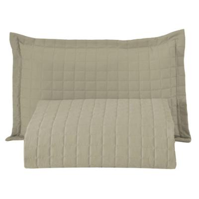 Kit Cobre Leito Colcha Monaco Solteiro Dupla Face 2 Peças Cáqui 100% Poliéster