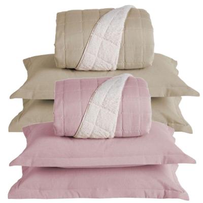 Combo 2 Kit Cobre Leito Colcha Capri Casal Dupla Face 3 Peças Cáqui Rosê 100% Poliéster