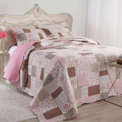 Kit Cobre Leito Colcha Casal Boutex Dupla Face Londres 100% Poliéster