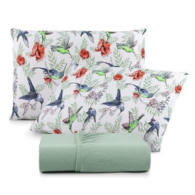 Jogo De Cama Lençol Sonho Bom King Em Malha Algodão 3 Peças Verde 100% Algodão
