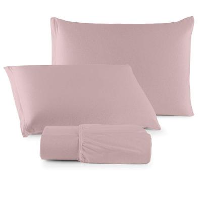 Jogo De Cama Lençol Sereno Casal Em Malha Algodão Rosê 100% Algodão