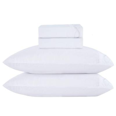 Jogo De Cama Lençol Queen Romantico Percal 300 Fios 4 Peças Branco 100% Poliéster