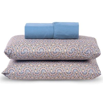 Jogo De Cama Lençol Queen Topchick 3 Peças Azul 100% Poliéster