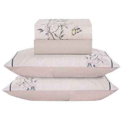 Jogo De Cama Lençol Queen Bouquet Percal 300 Fios 4 Peças Rosê 100% Poliéster