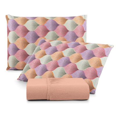 Jogo De Cama Lençol Sonho Bom Casal Em Malha Algodão Salmão 100% Algodão