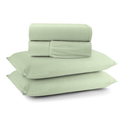 Jogo De Cama Lençol Sereno Casal Em Malha Algodão 4 Peças Verde 100% Algodão