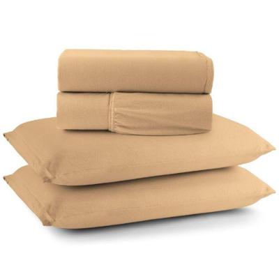 Jogo De Cama Lençol Sereno Queen Em Malha Algodão 4 Peças Mostarda 100% Algodão