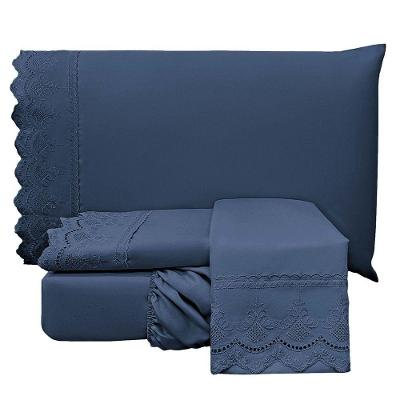 Jogo De Cama Lençol King Supremo 3 Peças Micropercal 300 Fios Marinho 100% Poliéster