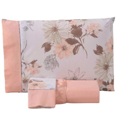Jogo De Cama Lençol Casal California 3 Peças Salmão 100% Poliéster
