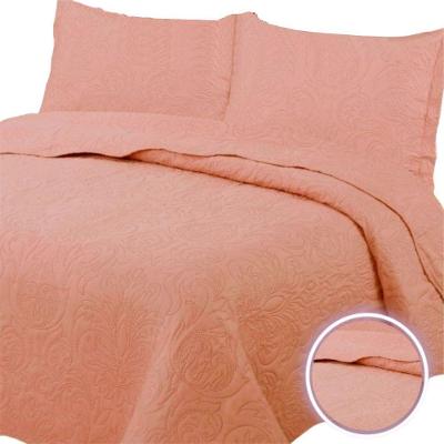 Colcha King Bouti Dupla Face 03 Peças Salmão 100% Poliéster