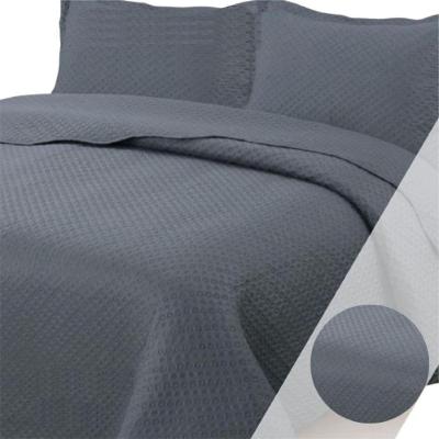 Colcha King Bouti Dupla Face 03 Peças Cinza 100% Poliéster