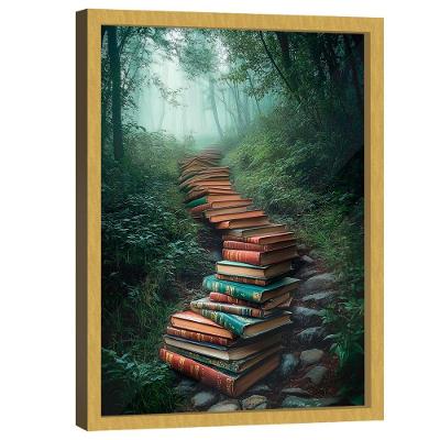 Quadro Decorativo O Caminho Do Conhecimento 60x40cm Moldura Dourada e Vidro