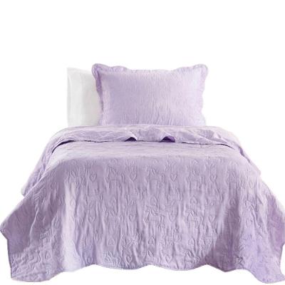 Kit Cobre Leito Colcha Bouti Solteiro Infantil 2 Peças Lilás 100% Poliéster