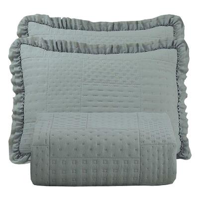 Kit Cobre Leito Colcha Bello Casal Dupla Face 3 Peças Cinza 100% Poliéster